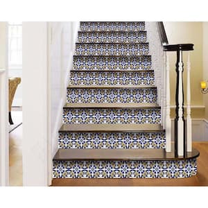 Blue Mikos 4 in. x 4 in. Vinyl Peel and Stick Removable Tile Stickers (2.64 sq.ft./Pack)