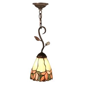 Crystal Leaf 1-Light Antique Bronze Hanging Mini Pendant Lamp