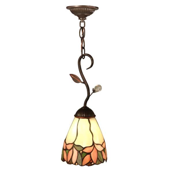Springdale Lighting Crystal Leaf 1-Light Antique Bronze Hanging Mini Pendant Lamp