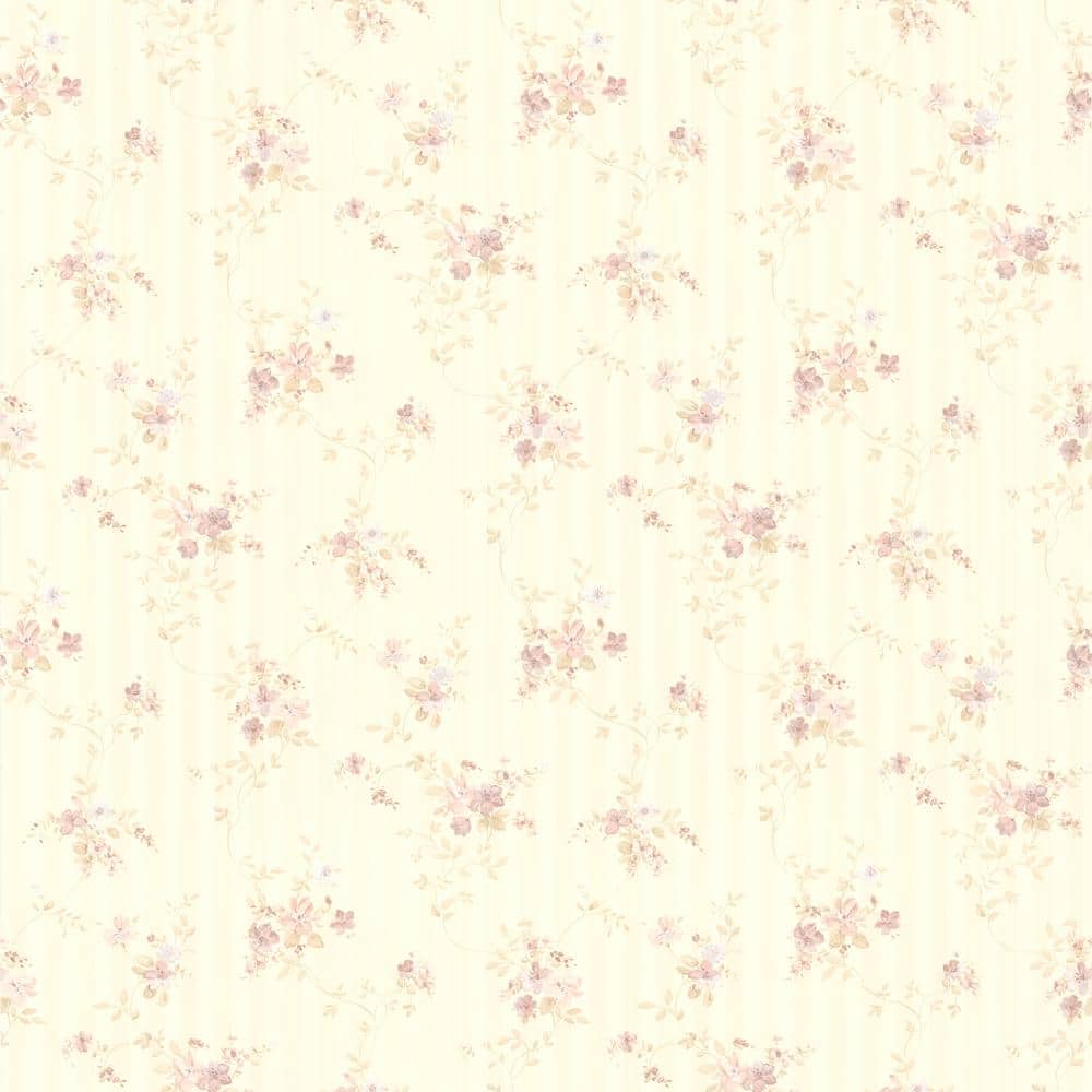 Wallpaper Rll Bijou, Delilah Mauve Floral Stripe Vinyl Pre-Pasted Wallpaper Roll ...