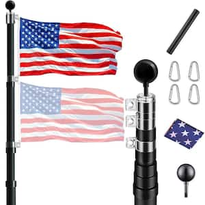 30 ft. Telescopic Aluminum Flagpole Kit with 3 ft. x 5 ft. US Flag and Ball for Commercial Residential Outdoor