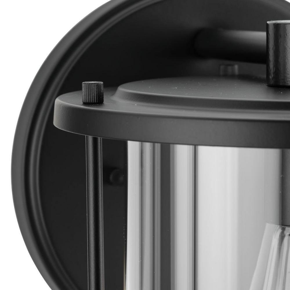 Matte Black Cylinder Outdoor Wall Lantern with Clear Glass