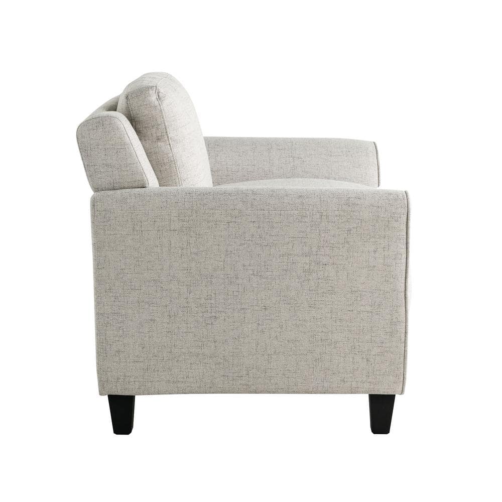 Beige Microfiber Accent Chair with Wooden Frame