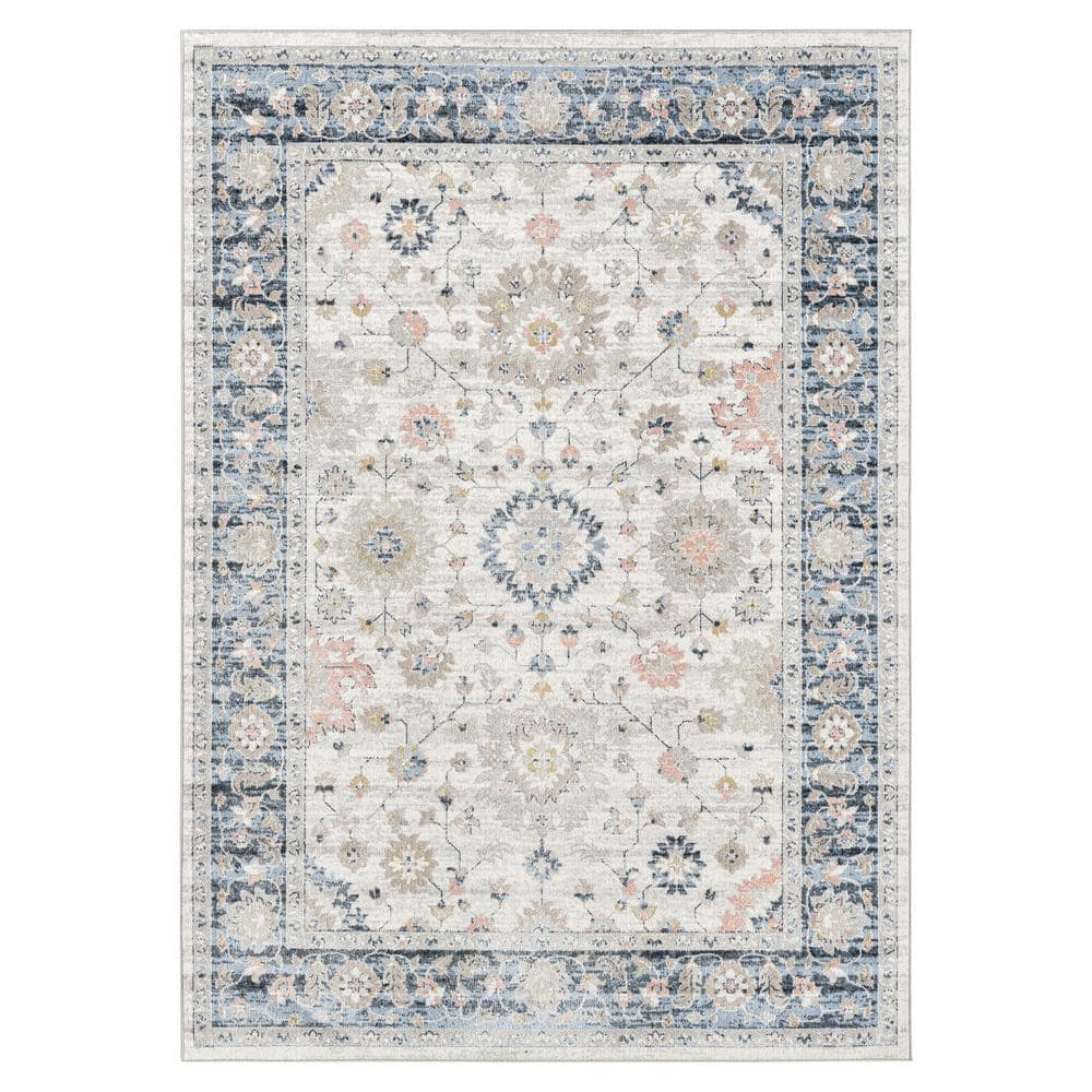 Everwash Treasure Heris Southwest Geometric Machine Washable Area Rug, Red/Blue - 5'2x7'2