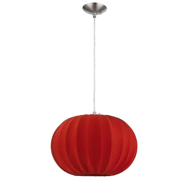 75-Watt 1-Light Nickel Pendant Light with Metal, No Bulbs Included