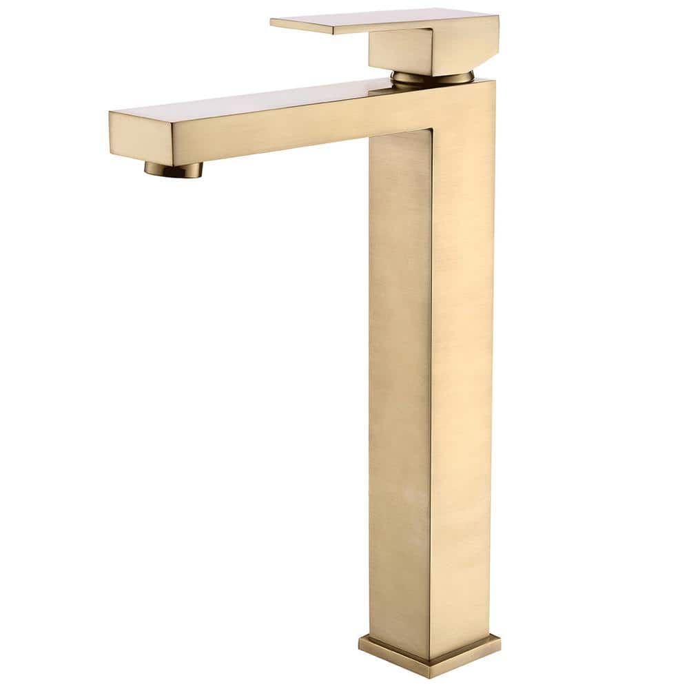 Single Handle Single Hole Bathroom Faucet with Water Supply Lines in Brushe