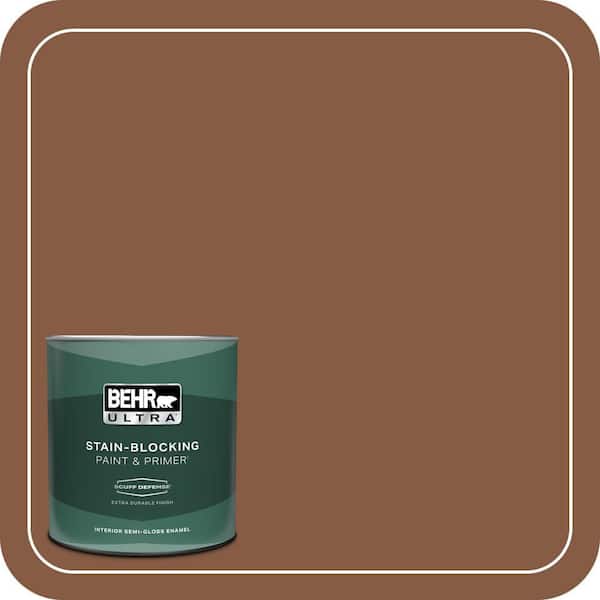 BEHR ULTRA 1 qt. #ICC-80 Cinnamon Spice Extra Durable Semi-Gloss Enamel Interior Paint & Primer