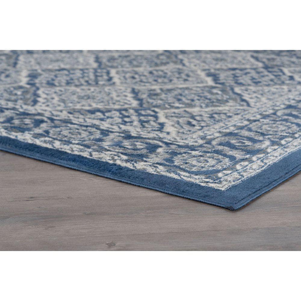 Hampton 4' x 6' Navy Synthetic Rectangular Area Rug