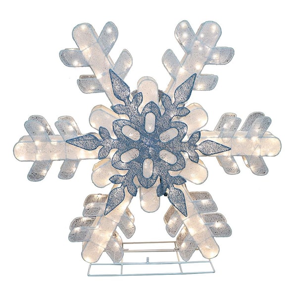 Puleo International 48"H Fabric Mesh Snowflake with 236 Warm White LED's, including 47 pcs Twinkling Bulbs, UL DC adaptor :29V,0.448A