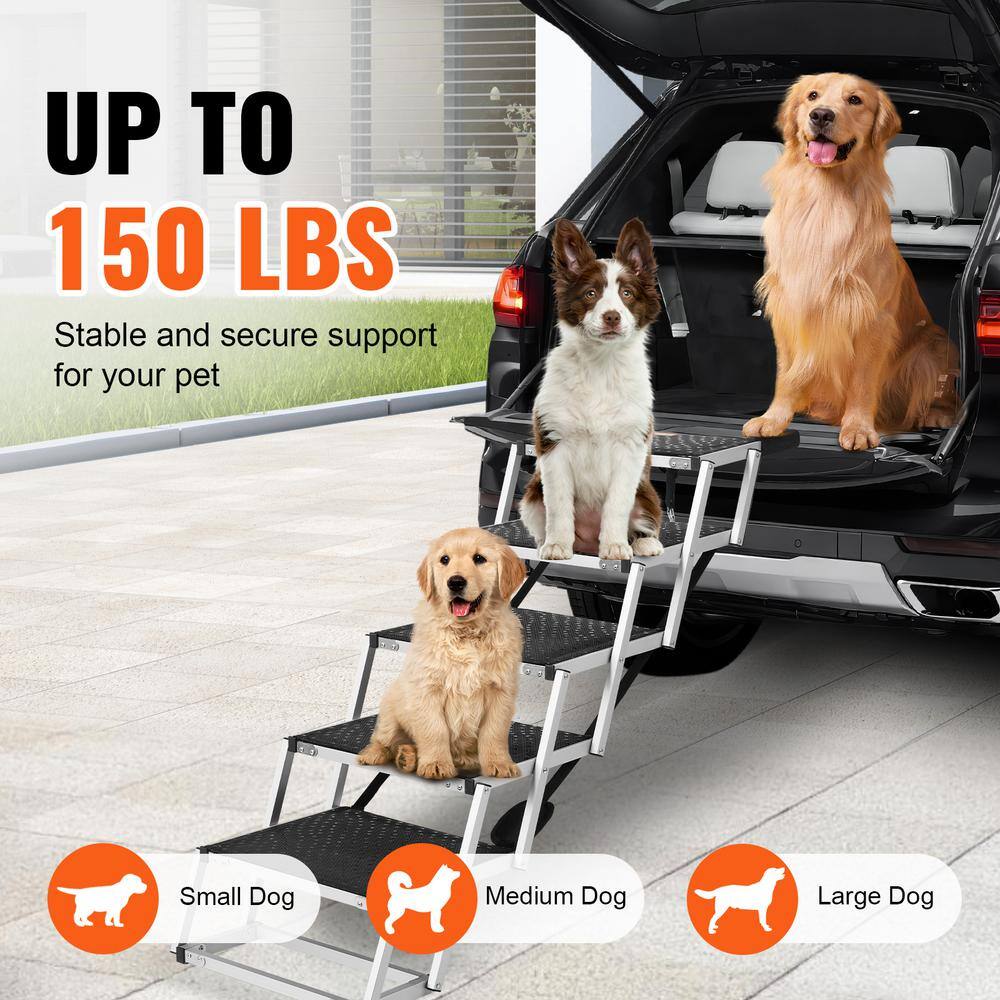 Portable 5-Step Black Aluminum Dog Car Ramp
