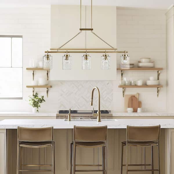 INK+IVY Curiana 5-Light Antique Brass Linear Chandelier FB150-1191