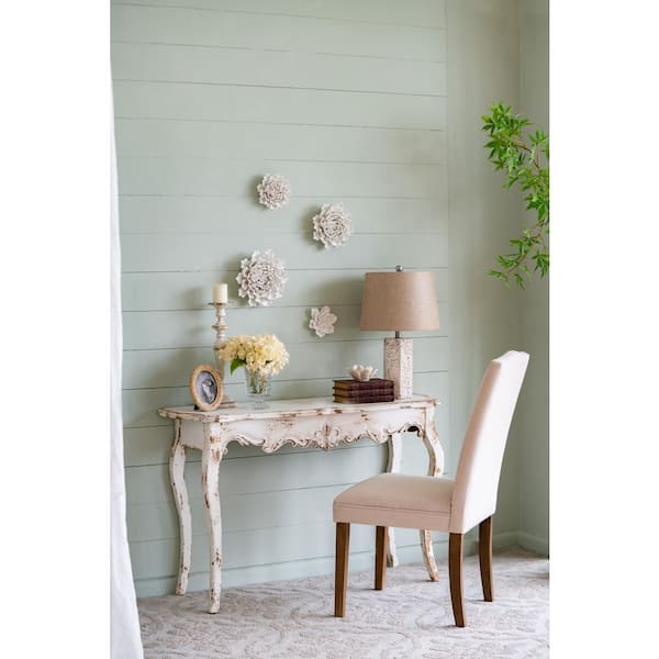 5.1 in. x 5.1 in. x 2.2 in. Sleek Cream White Intricate Handmade 100% Ceramic Flower Wall Art for Any Home Decor