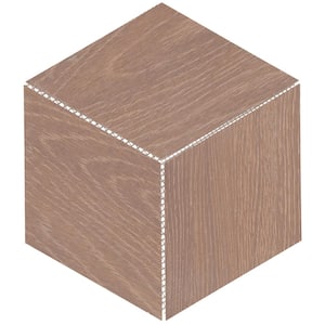 Emerson Wood Hickory Pecan Matte 11-1/2 in. x 11-1/2 in. Glazed Ceramic 3D Cube Mosaic Tile (6.2 sq. ft./Case)