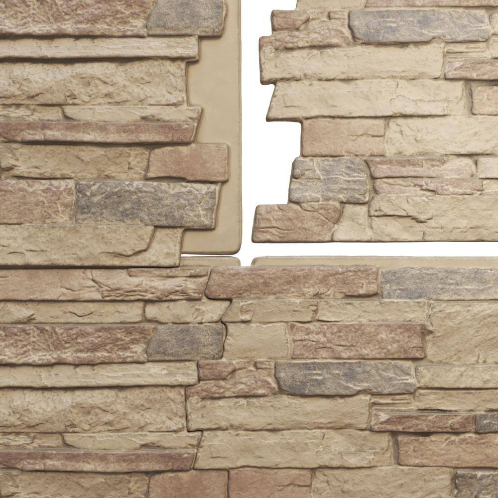 Colfax Faux Stone Siding Panel in Beige and Brown