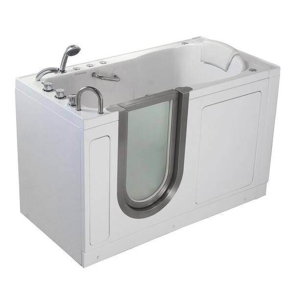 Ella Deluxe 4.58 ft. x 30 in. Acrylic Walk-In Dual (Air and Hydro) Massage Bathtub in White with Left Drain/Door