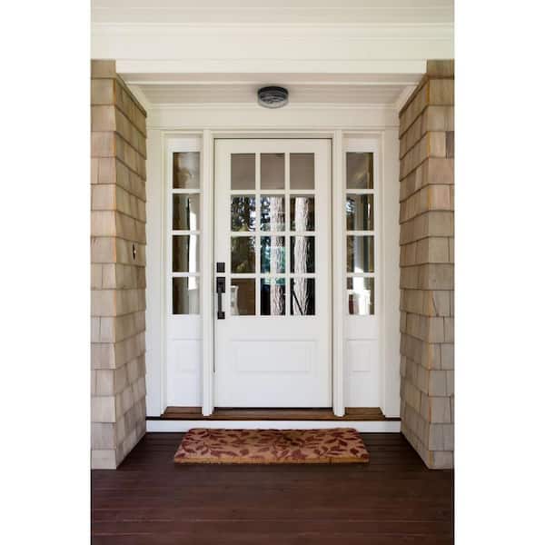 Lakelynn Collection 2-Light Textured Black Cottage Coastal Style Outdoor Flush Mount with Clear Seeded Glass