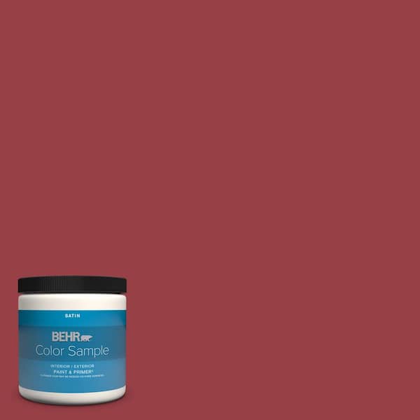 BEHR PREMIUM PLUS 8 oz. #140D-7 Classic Cherry Satin Enamel Interior/Exterior Paint & Primer Color Sample