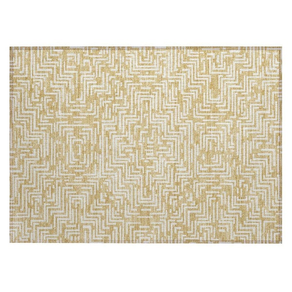 Chantille Machine Washable Indoor/Outdoor Abstract ACN2664 Gold 2 ft. x 3 ft. Accent Rug