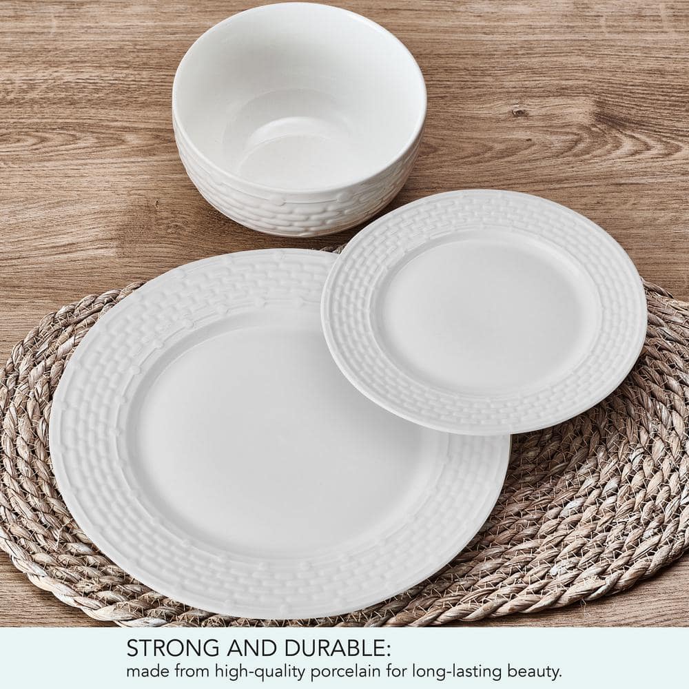 Sonya White Porcelain 24-Piece Dinnerware Set