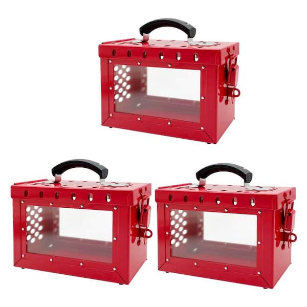 3 Pack Portable Steel Acrylic Lockout Tagout Group Box Transparent Panel Safety Compliant 13 Slots Loto Box