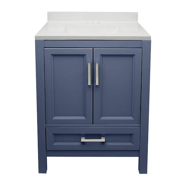 Ella Nevado 25 in. W x 19 in. D x 36 in. H Bath Vanity in Blue with Cultured Marble Vanity Top Sink in White