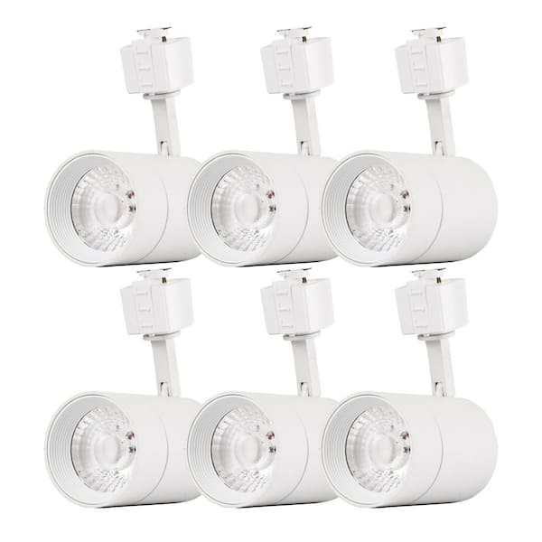 FLSNT 1-Light White Integrated LED Linear Track Lighting Mini Cylinder Step Head (6-Pack)