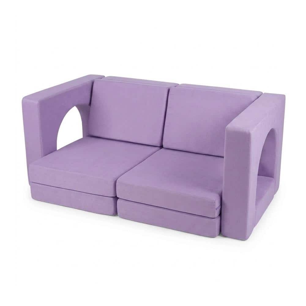 8 Piece Modular Kids Play Couch Suede Fabric High Density Sponge ASTM CPSIA 8 Hr Expand No Assembly