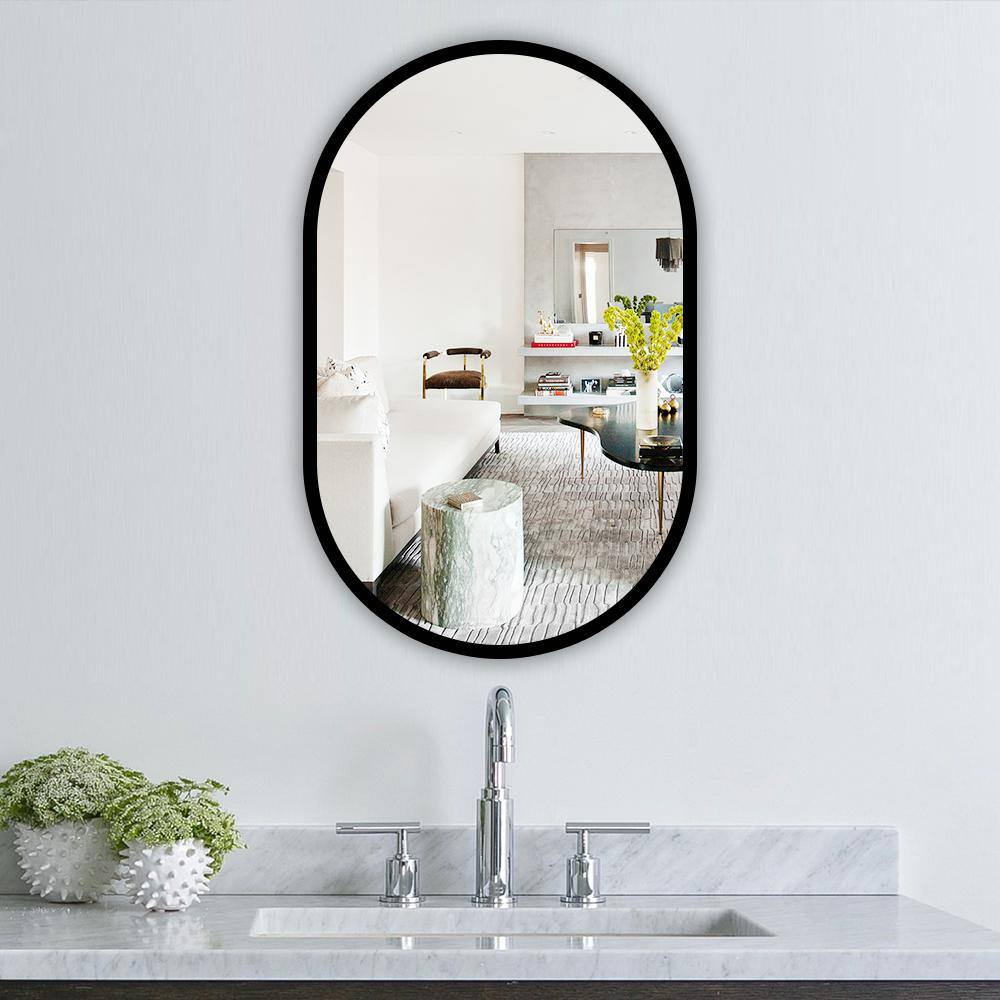 21 in. W x 31 in. H Oval Iron Surface Medicine Cabinet with Mirror  