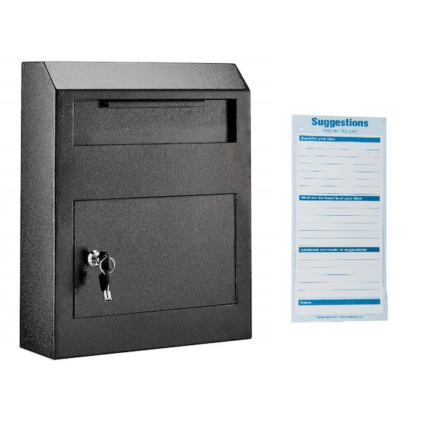 AdirOffice Black Heavy-Duty Secured Safe Drop Box with Mailbox