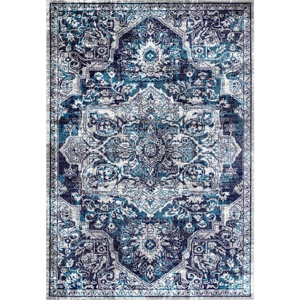 nuLOOM Transitional Medallion Maryanne Blue Doormat 2 ft. x 3 ft.  Area Rug