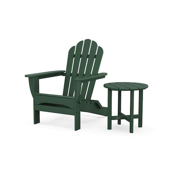 Trex Outdoor Furniture Monterey Bay 2-Piece Plastic Patio Conversation Set in Rainforest Canopy Folding Adirondack Chair with Side Table