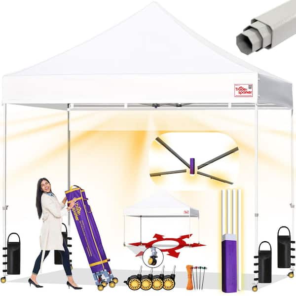 Commercial 8 ft. x 8 ft. White Pop Up Canopy Tent with Roller Bag