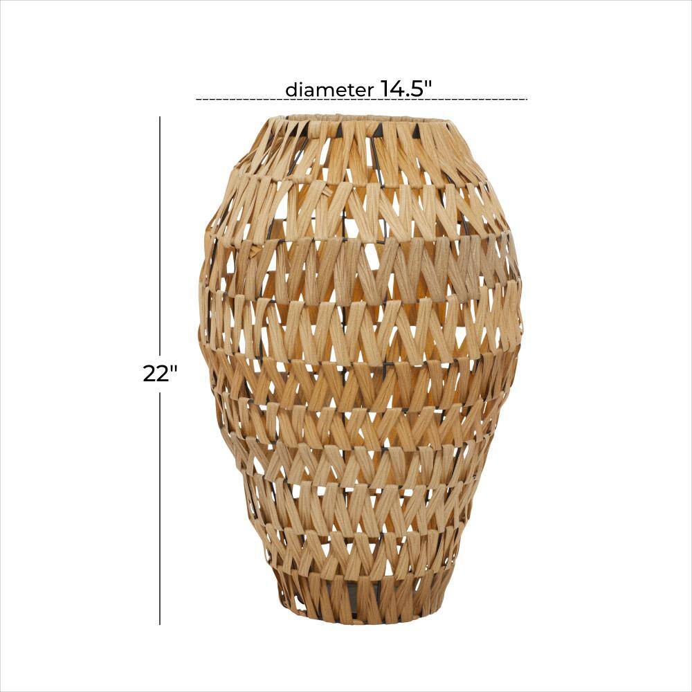 Handmade Woven Brown Faux Seagrass Urn Vase