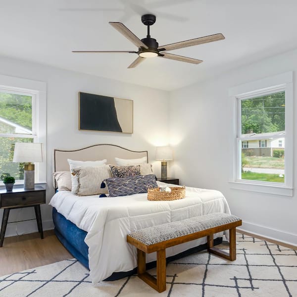 Byrness 60 in. Color Changing Integrated LED Indoor Matte Black 10-Speed DC Ceiling Fan with Light Kit/Remote Control