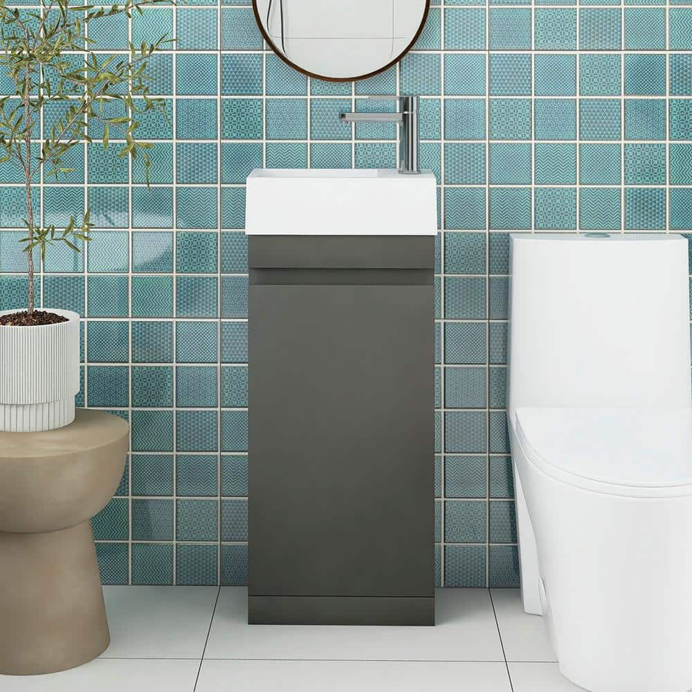 Staykiwi 16 in. W x 9 in. D x 36.6in. H Single Sink Narrow Freestanding ...