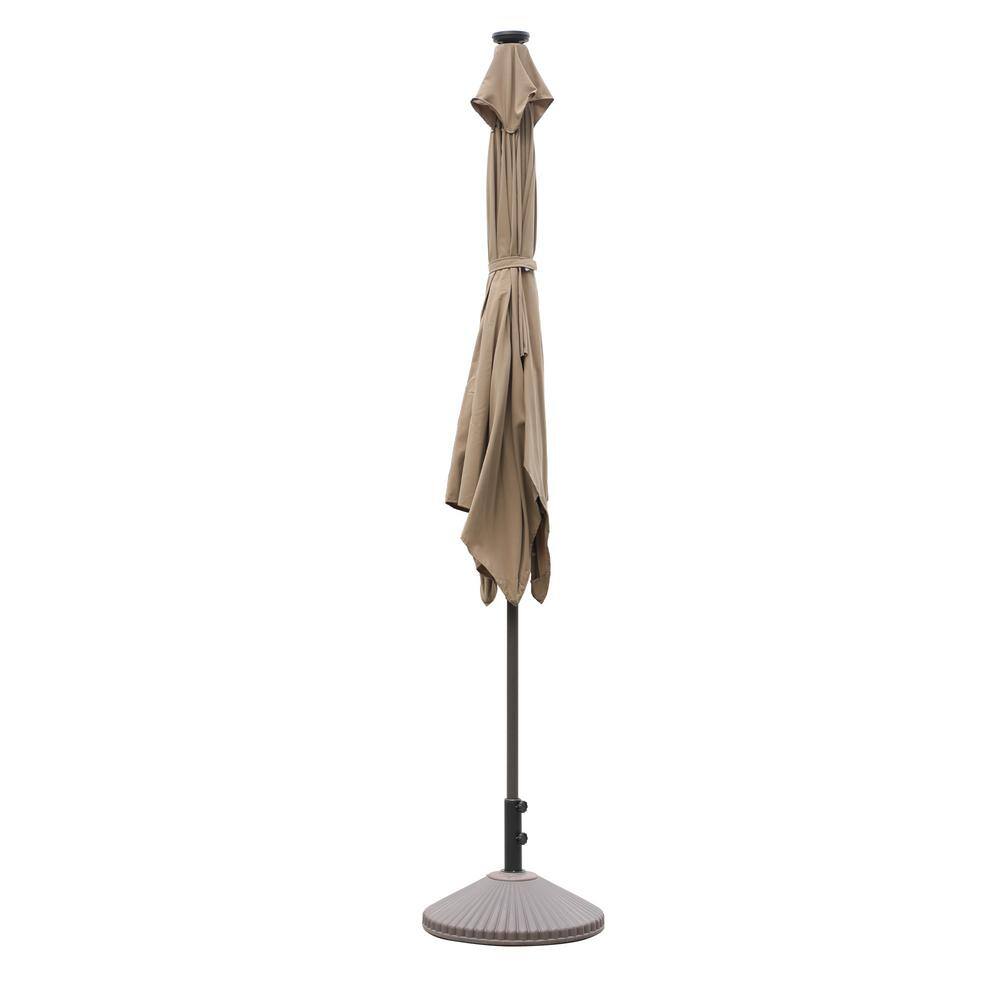 6.5 x 10ft Rectangular Patio Umbrella with 26 Led Lights Outdoor Market Table Umbrella with Push Button Tilt and Crank for Garden(Taupe)