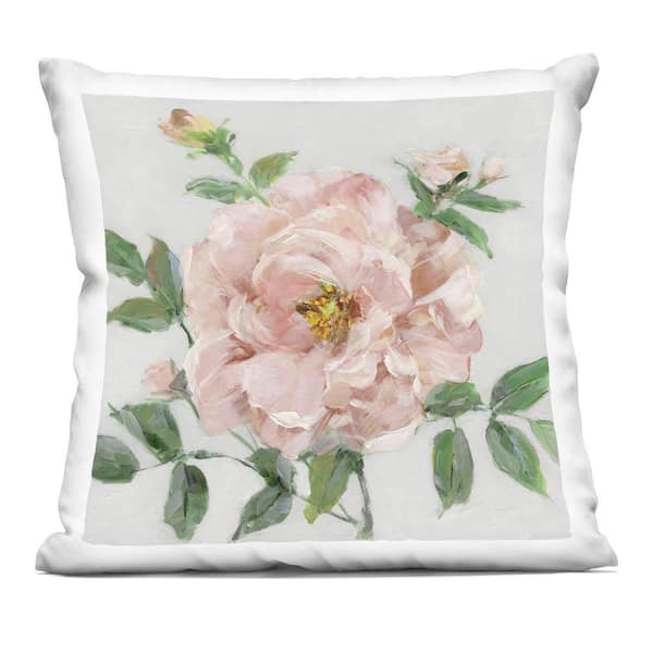 Stupell Industries Pink Carnation Blossom Green Abstract Polyester 18 in. x 18 in. Throw Pillow