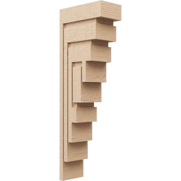 Ekena Millwork Thin Series 2 6 in. x 12 in. x 36 in. Landon Rough Cedar Woodgrain Timberthane Polyurethane Corbel in Primed Tan