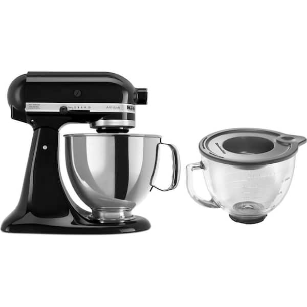 KitchenAid Artisan 5 Qt. 10-Speed Onyx Black Stand Mixer with Flat Beater, 6-Wire Whip and Dough Hook Attachments