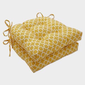 17.5 in. x 17 in. Outdoor Dining Chair Cushion in Yellow/White (Set of 2)