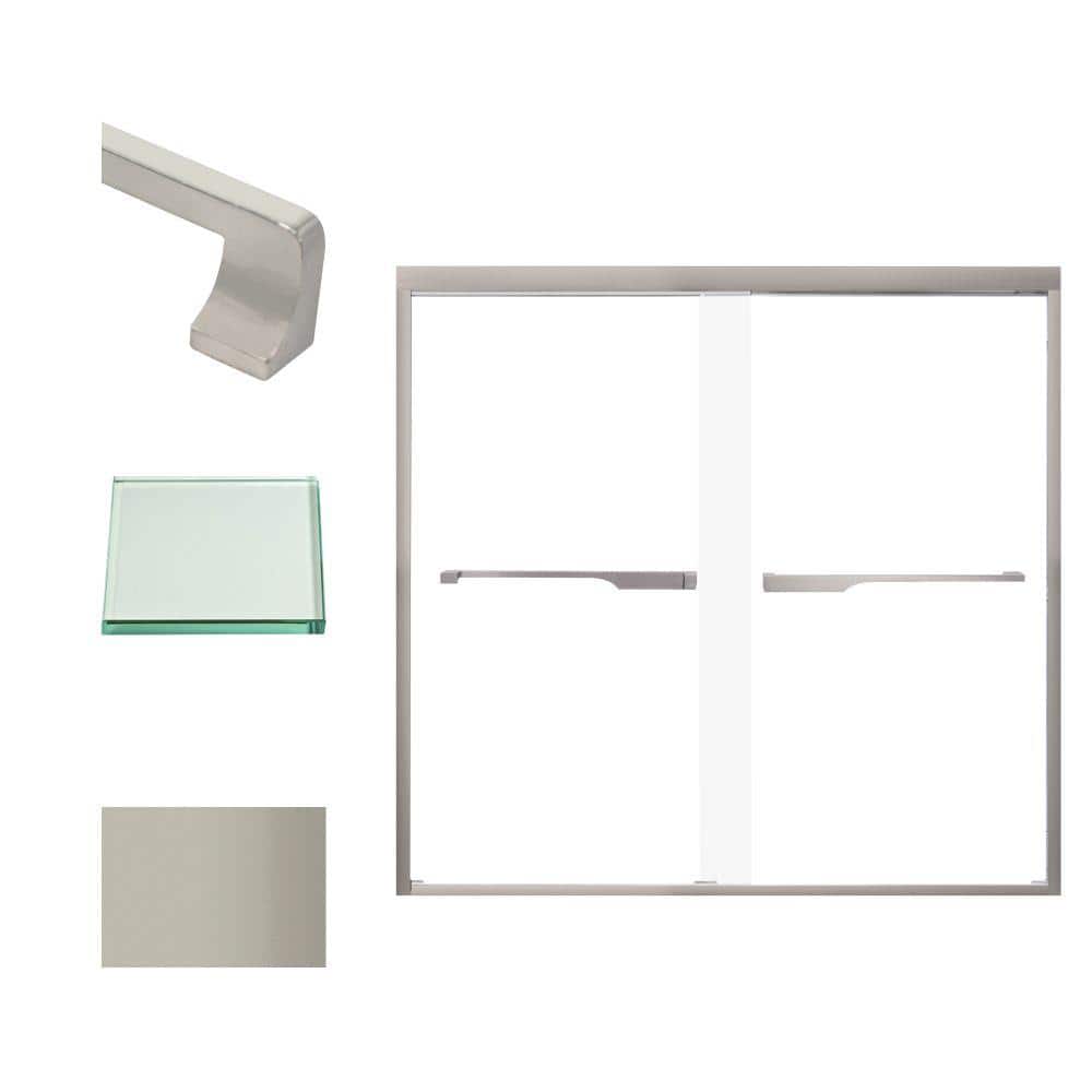 Frederick 59 in. W x 58 in. H Sliding Semi-Frameless Shower Door in Brushed Stainless with Clear Glass price history on PriceWatchPro