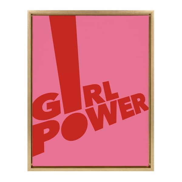Kate and Laurel Sylvie "Pink Girl Power" by Rocket Jack Framed Canvas Wall Art 24 in. x 18 in.