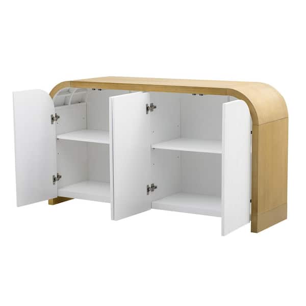 COWLOWN 59.8 in. W x 15.7 in. D x 32.9 in. H Bathroom White Linen Cabinet
