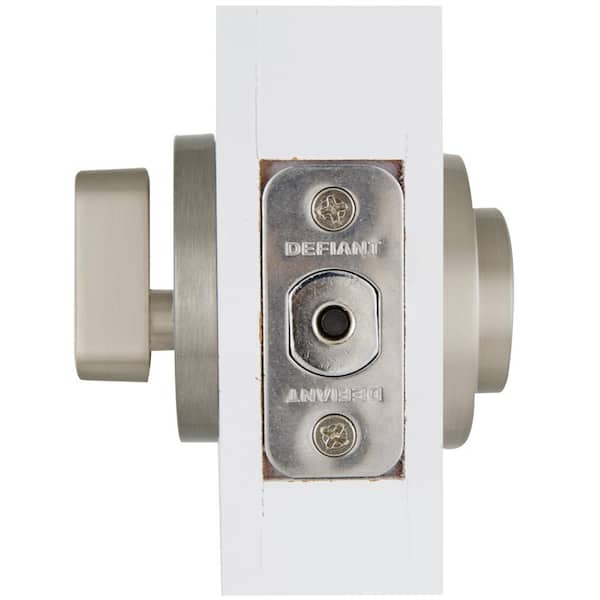 Defiant - Contemporary Round Satin Nickel Single Cylinder Deadbolt