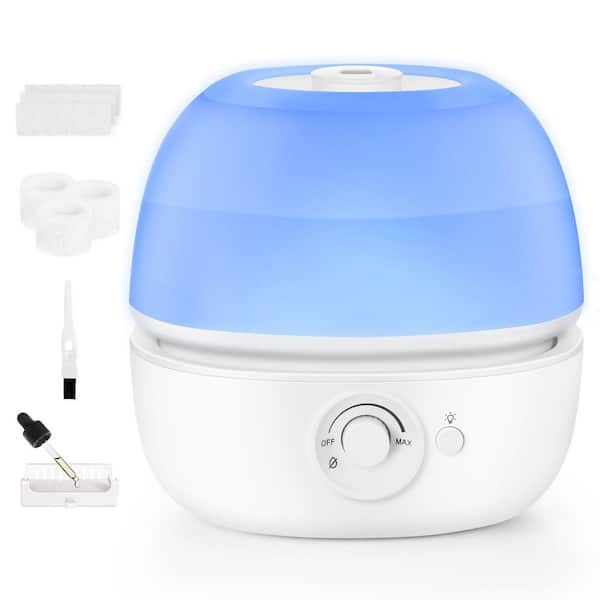 0.8 Gallon Top Fill Humidifier Ultrasonic Cool Mist with Optional Night Light for 300 sq. ft. White