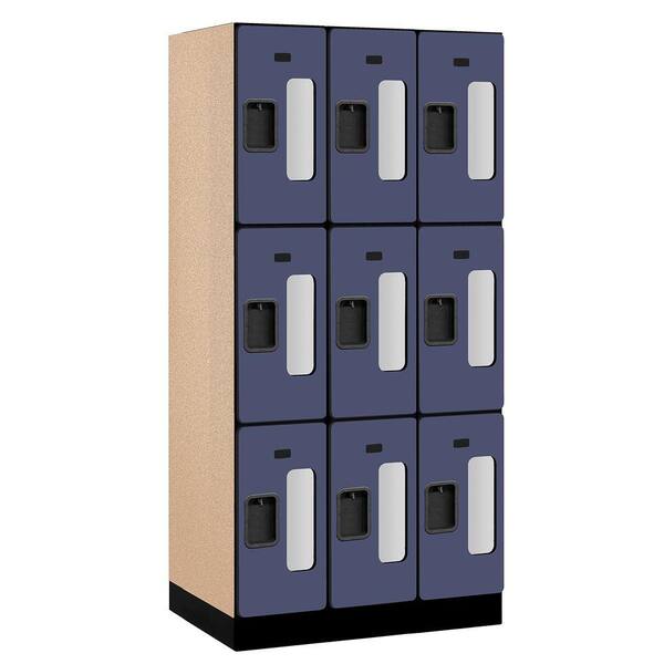 Salsbury Industries S-33000 Series 36 in. W x 76 in. H x 21 in. D 3-Tier See-Through Designer Wood Locker in Blue