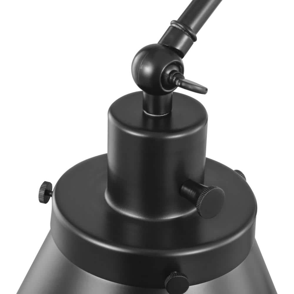 Black Adjustable Swing Arm Wall Sconce with Metal Shade