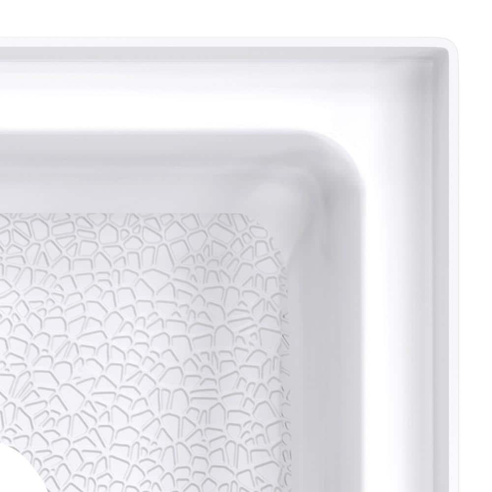 White Acrylic 36'' Neo-Angle Shower Base with Corner Drain