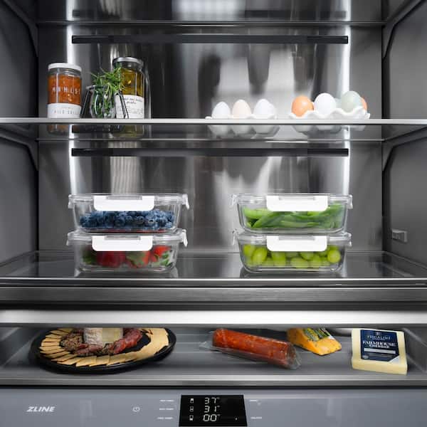 Autograph 30 in. Built-In Bottom Freezer Refrigerator in Stainless Steel with Gray Interior and Bronze Helix Handles