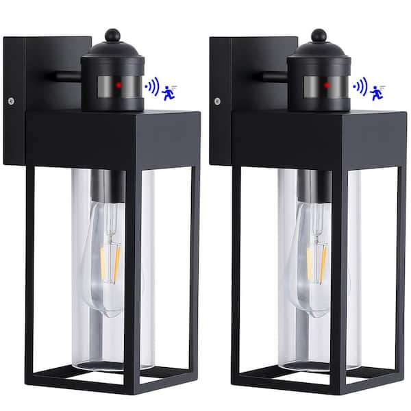 HKMGT 13.2 in. Black Motion Sensing Modern Porch Lights Outdoor ...